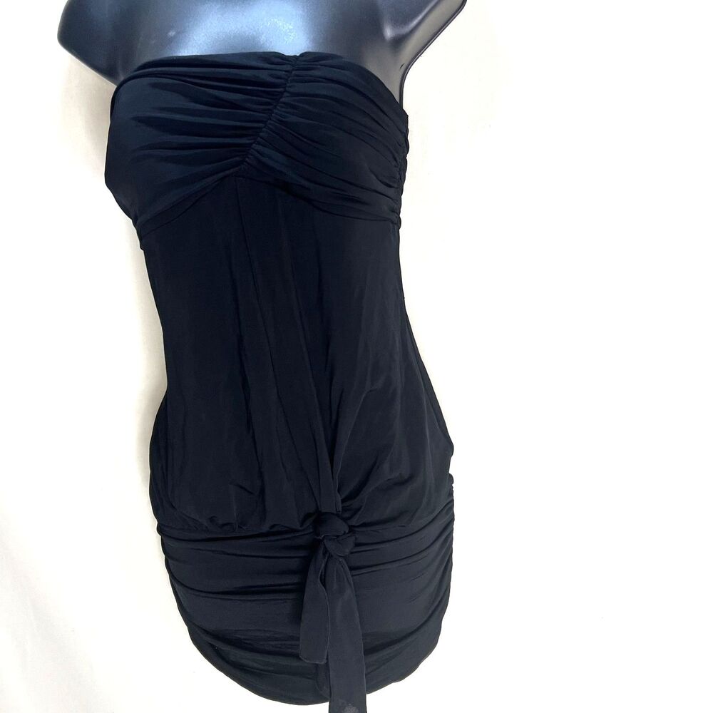 bebe Black Ruched Strapless Mini Tube Dress Size M NWT Y2K Clubwear Going Out